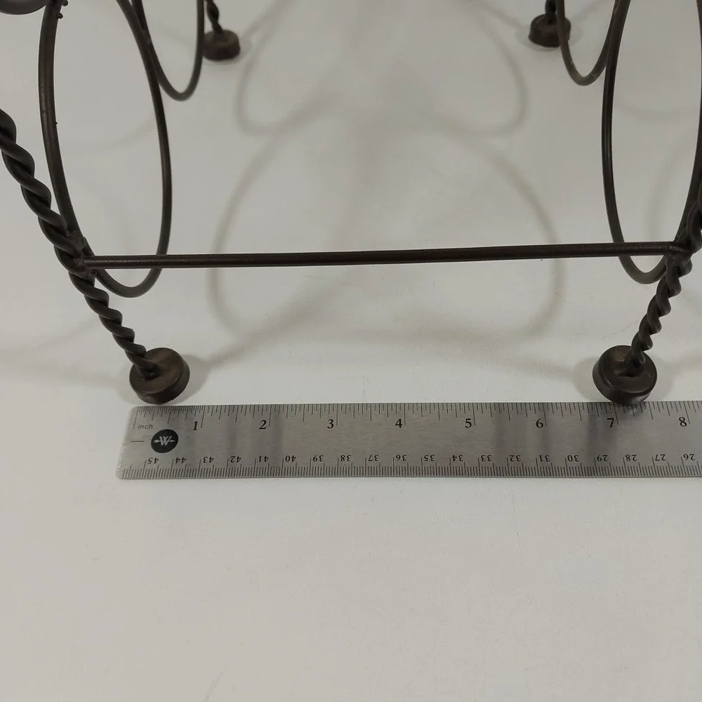 Wine Rack Wrought Iron with Scroll Design Holds 4‎ Bottles. Good Condition.